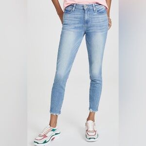 PAIGE Women's Hoxton High Rise Ultra Skinny Fit Raw Hem Crop Jean Sz 25 COMMENTS